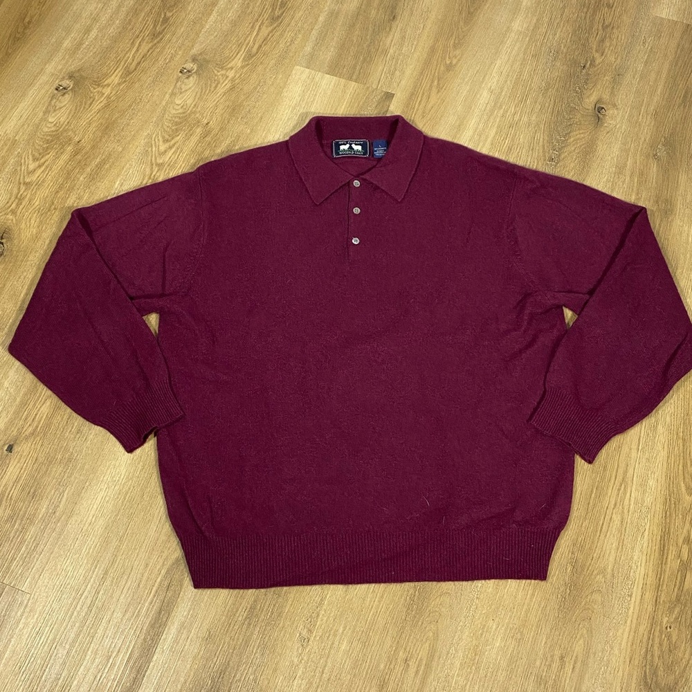 Woods & Gray 100% Cashmere Burgundy Polo Sweater Men’s size XL
